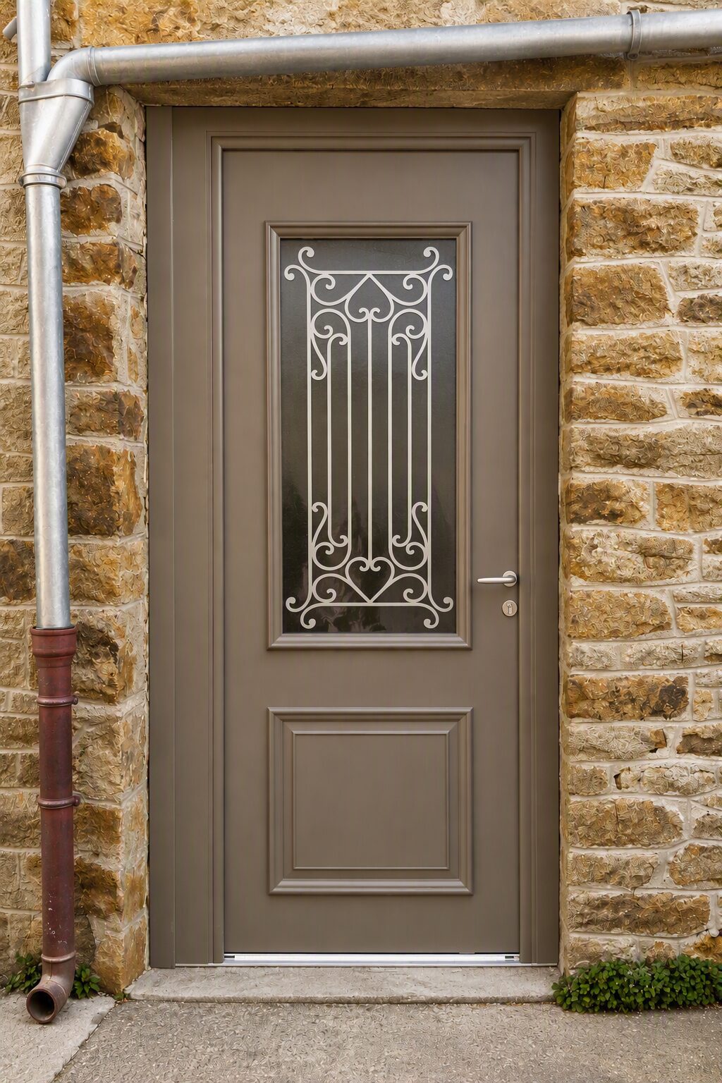 porte d'entrée couleur bronze bois alu modèle colombelle zilten